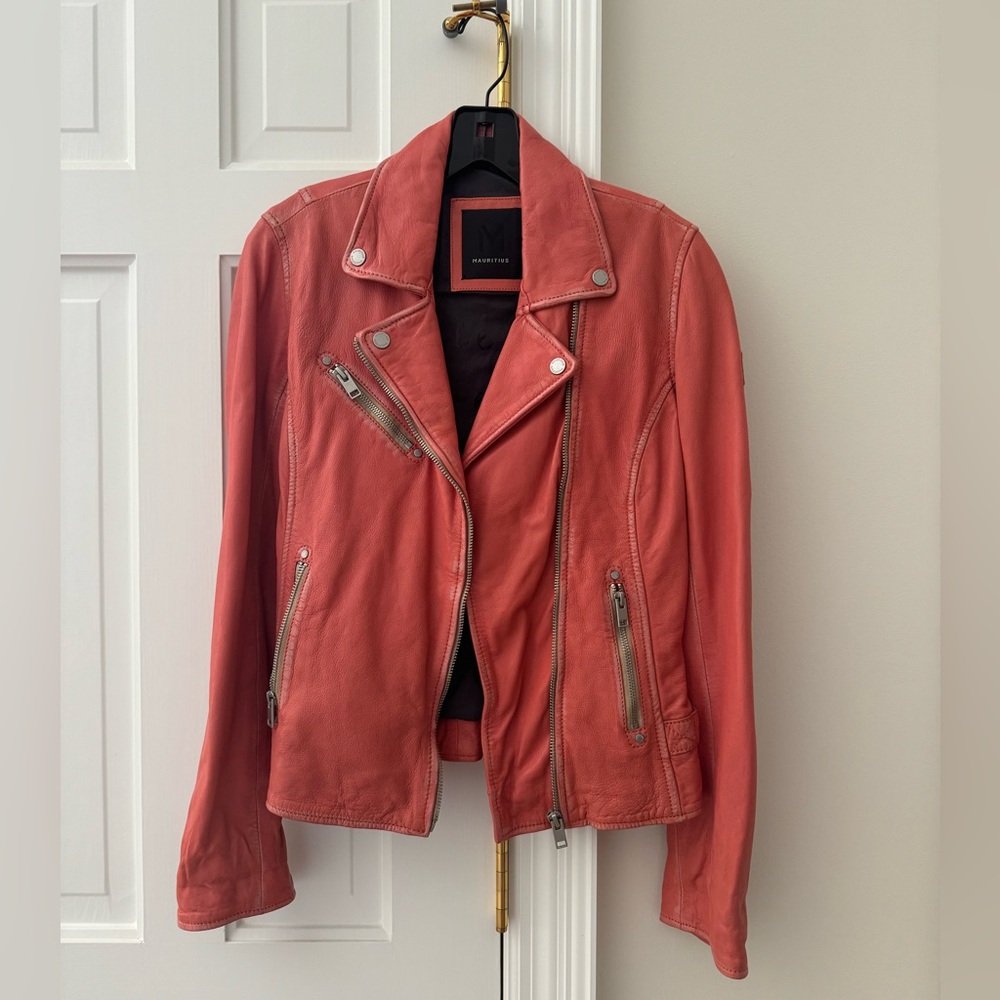 Coral Leather Jacket